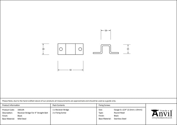 4" Receiver Bridge for Straight Bolt