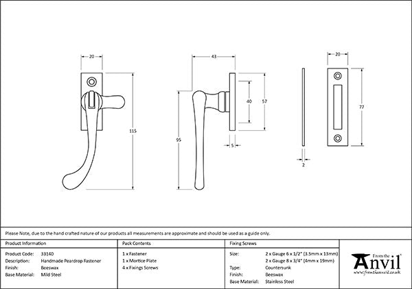 Handmade Peardrop Fastener