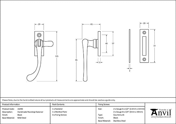 Handmade Peardrop Fastener