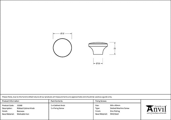 Ribbed Cabinet Knob
