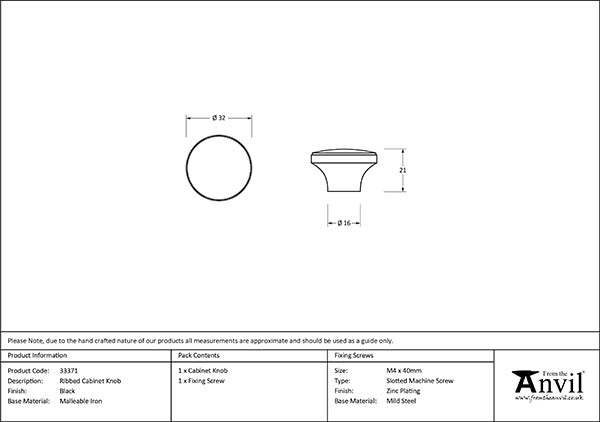 Ribbed Cabinet Knob