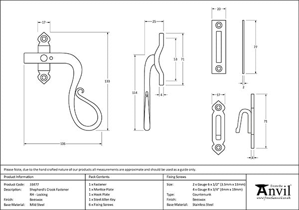 Right-Handed Locking Shepherd's Crook Fastener