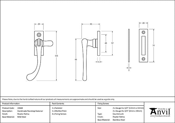 Handmade Peardrop Fastener