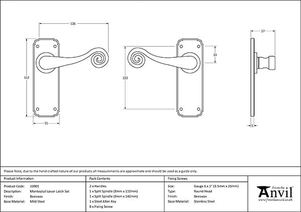 Monkeytail Lever Latch Set