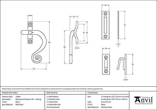 Right-Handed Locking Monkeytail Fastener