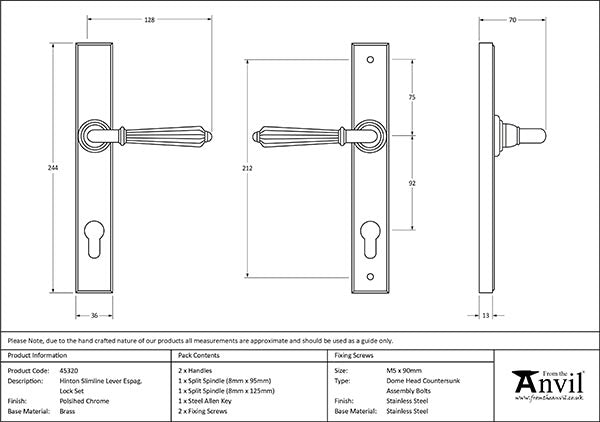 Hinton Slimline Lever Espag. Lock Set