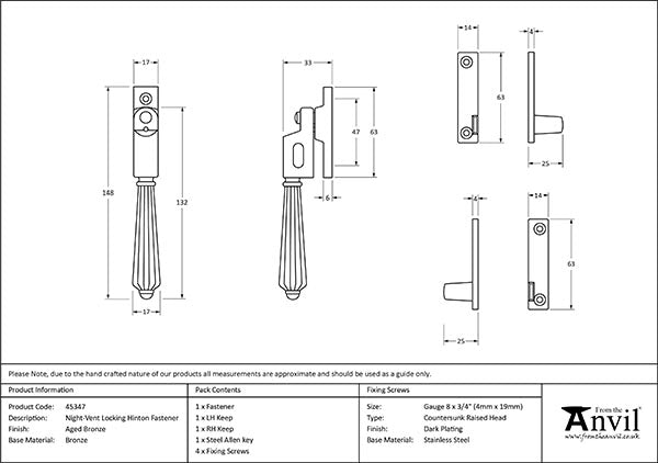 Night-Vent Locking Hinton Fastener