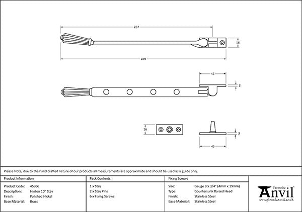 10" Hinton Stay