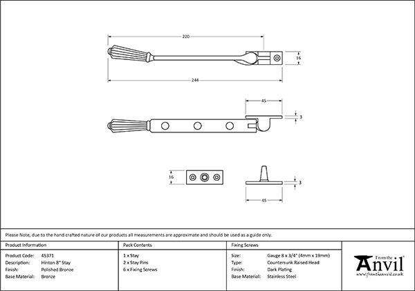 8" Hinton Stay