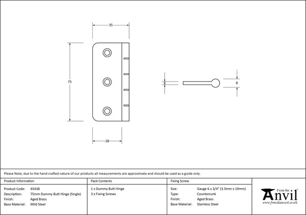 Dummy Butt Hinge (single)