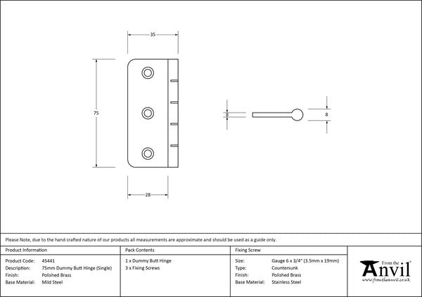 Dummy Butt Hinge (single)