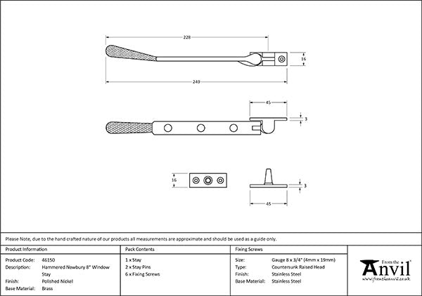 8" Hammered Newbury Stay