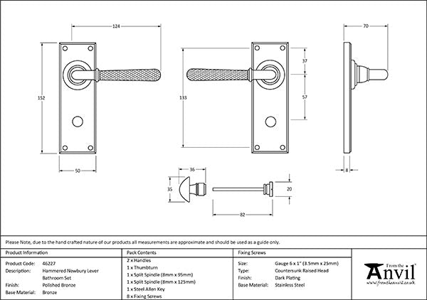 Hammered Newbury Lever Bathroom Set