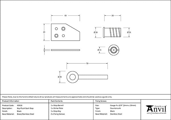 Key-Flush Sash Stop