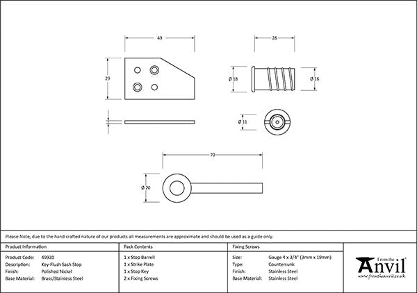 Key-Flush Sash Stop