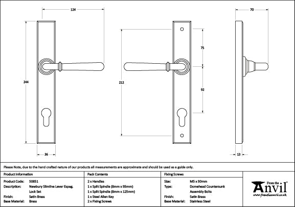 Newbury Slimline Lever Espag. Lock Set