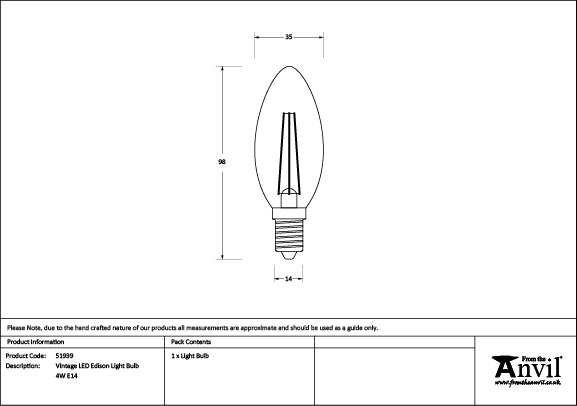 Vintage LED Edison Light Bulb - 4W E14