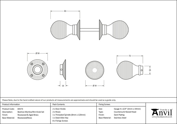 Beehive Mortice/Rim Knob Set
