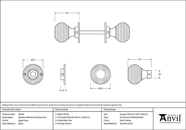 Beehive Mortice/Rim Knob Set