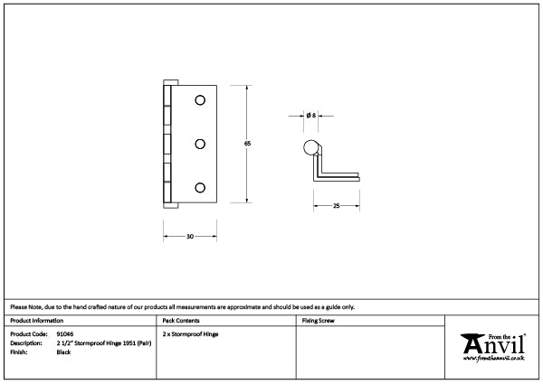 2 ½" Stormproof Hinge 1951 (pair)