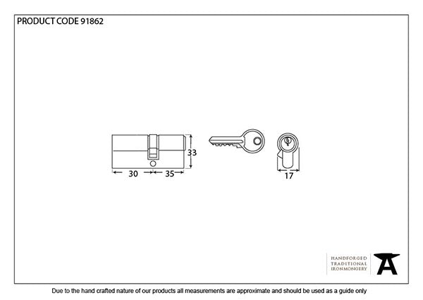 6 Pin Euro Cylinder 30/35 Keyed to differ