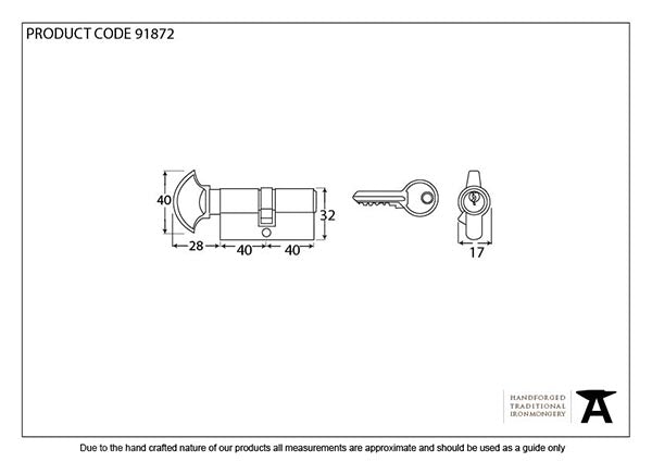 5 Pin Euro Cylinder/Thumbturn 40/40 Keyed to differ