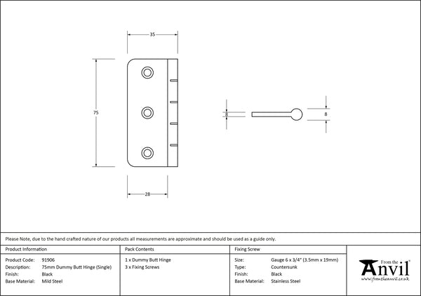 Dummy Butt Hinge (single)