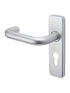 19mm Dia Aluminium Safety Return Lever Handle on Plate 150mm x 40mm  - Euro Profile