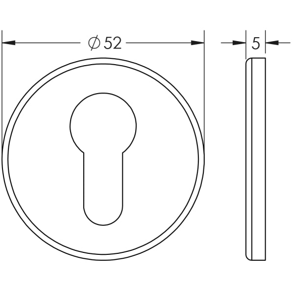 Stainless Steel Euro profile Escutcheons Grade 304 52x5mm Grade 201 Satin Stainless Steel