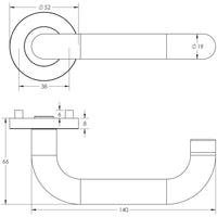Venus 19mm Door Handle on Rose Grade 304