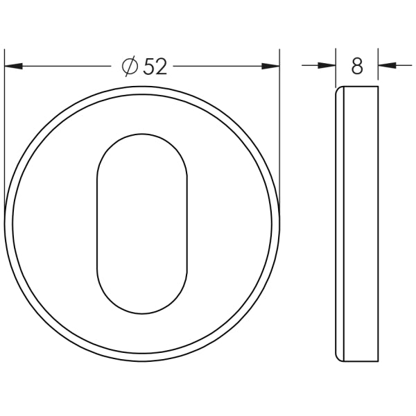 Stainless Steel Oval Profile Escutcheons Grade 304 52x8mm Satin Stainless Steel