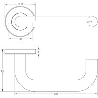 Orbit 19mm Door Handle on 8mm Sprung Rose Grade 201 Satin Stainless Steel