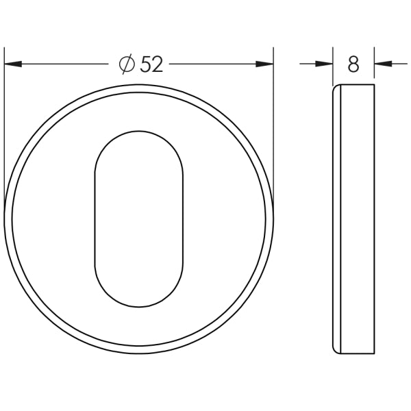 Stainless Steel Oval Profile Escutcheons Grade 201 52x8mm Satin Stainless Steel