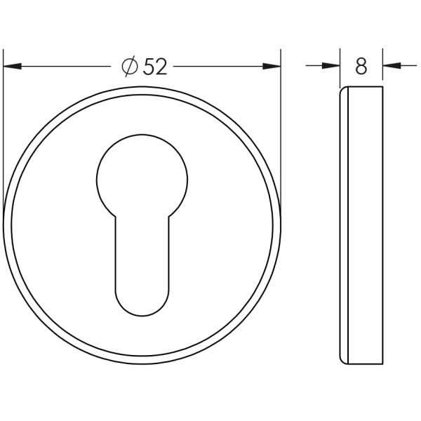 Stainless Steel Euro profile Escutcheons Grade 201 52x8mm Satin Stainless Steel