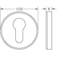 Stainless Steel Euro profile Escutcheons Grade 201 52x8mm Satin Stainless Steel