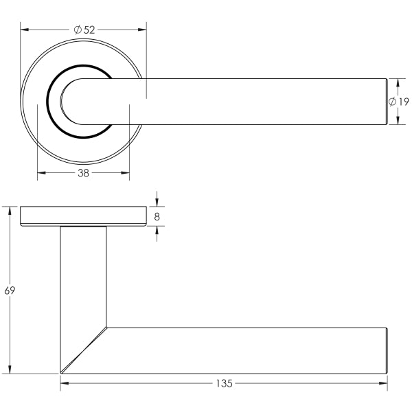 Julian Door Handle on Rose Grade 304 Satin Stainless Steel