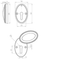 Lined Oval Covered Escutcheon