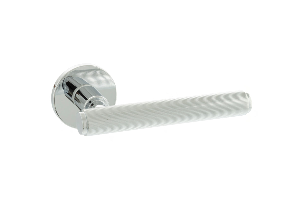 Millhouse Brass Stephenson Knurled Lever Door Handle on 5mm Slimline Round Rose