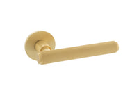 Millhouse Brass Stephenson Knurled Lever Door Handle on 5mm Slimline Round Rose