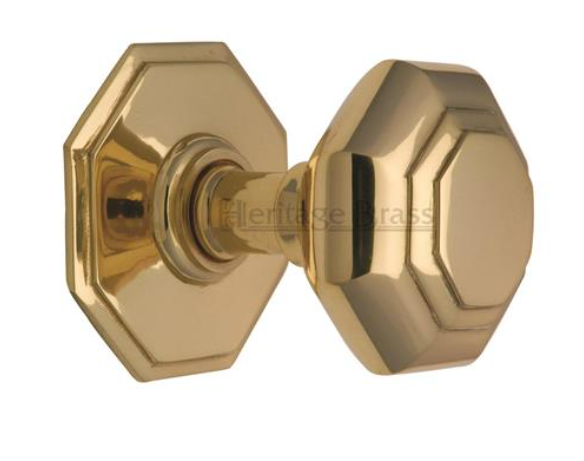 Solid Brass - Octagonal centre Door Knob Base - PB
