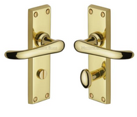 Solid Brass - Windsor Bathroom Handle on Plate - PB