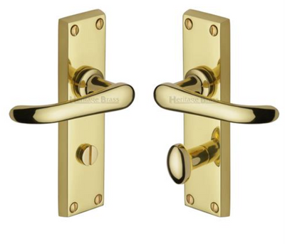 Solid Brass - Windsor Bathroom Handle on Plate - PB
