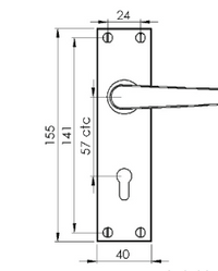 Solid Brass - Windsor Door Handle on Plate - PB