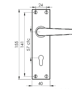 Solid Brass - Windsor Door Handle on Plate - PB