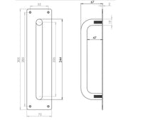 Stainless Steel Pull Handles w/ Plate