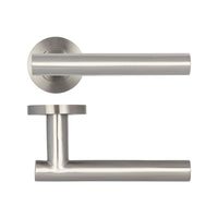 Atlanta Door Handles on Rose Grade 304 Satin Stainless Steel