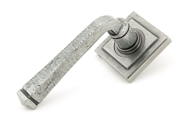 Pewter Avon Round Lever on Rose Set (Square) - Unsprung