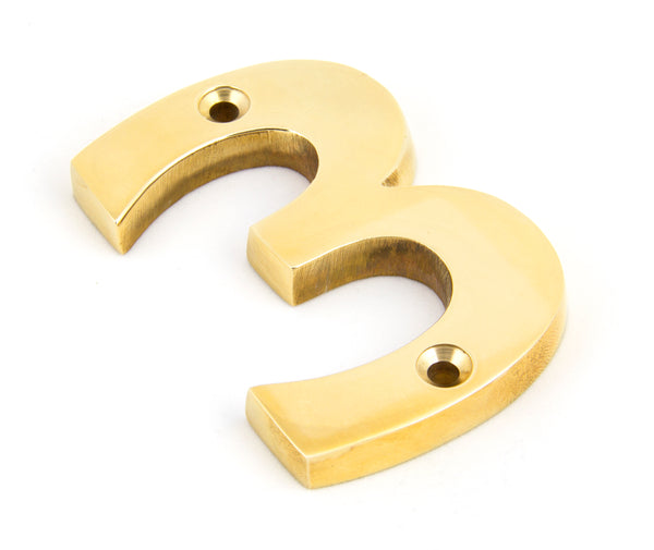 Polished Brass Numeral 3
