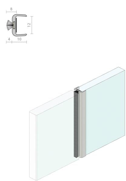 RP79 Glass Door Meeting Stile Seal (12mm Glass) Brush